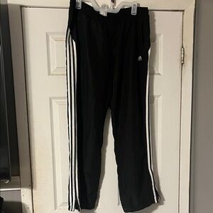 Adidas Black Joggers with White Stripes